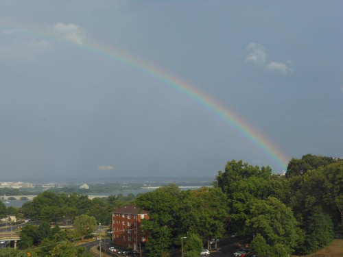 Rainbow over Jefferson Memorial and Potomac River